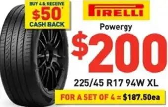Bob Jane T-Marts Pirelli Powergy 225/45 R17 94W XL offer