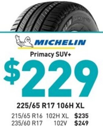 Bob Jane T-Marts Michelin Primacy SUV+ 225/65 R17 106H XL offer