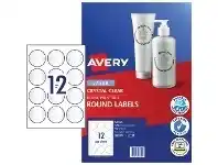 Officeworks Avery 12UP Crystal Clear Round Labels Transparent 10 Sheets offer