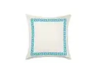 LivingStyles Mossman Greek Key Cotton Canvas Scatter Cushion, Aqua offer
