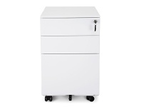 LivingStyles Desio 3 Drawer Moblie Pedestal File Cabinet, White offer