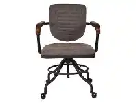 Heber PU Leather & Metal Office Chair, Vintage Grey