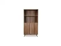 LivingStyles Milando 2 Door Office Cabinet with Bookshelf, Walnut offer