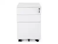 LivingStyles Desio 3 Drawer Moblie Pedestal File Cabinet, White offer