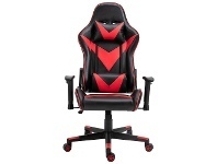 LivingStyles Thunderbolt PU Leather Gaming Chair, Black / Red offer