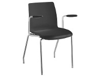 LivingStyles Pod Stackable Client Chair with Arm, 4 Leg, Black offer