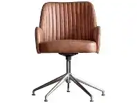 Donisi Leather Swivel Office Chair, Vintage Brown