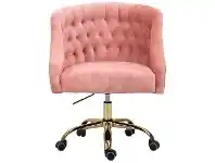 LivingStyles Arnolds Velvet Fabric Office Chair, Pink offer