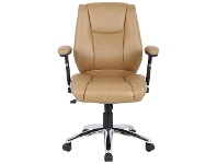 LivingStyles Eaton PU Leather Manager Office Chair, Beige offer