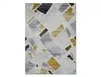 LivingStyles Sunbury Xavier Modern Rug, 80x150cm, Gold / Grey offer
