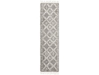 LivingStyles Saffron Jamila Fringed Shag Runner Rug, 80x400cm, Silver offer