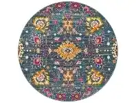 Babylon Viridis Bohemian Round Rug, 240cm, Blue