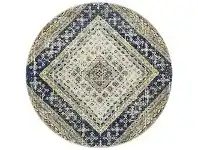 Babylon Diamond Bohemian Round Rug, 200cm, Navy