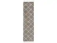 LivingStyles Saffron Hawa Fringed Shag Runner Rug, 80x300cm, Grey offer