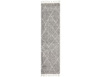 LivingStyles Saffron Kenza Fringed Shag Runner Rug, 80x200cm, Silver offer