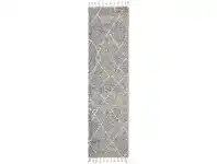Saffron Kenza Fringed Shag Runner Rug, 80x200cm, Silver
