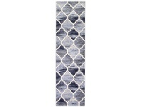 LivingStyles Vision Lattice Modern Runner Rug, 400x80cm, Blue / Grey offer