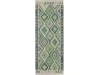 One of A Kind Maud Hand Knotted Wool Maimana Kilim Runner Rug, 204x78cm