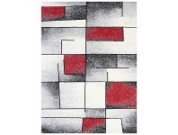 LivingStyles Allure Squares Modern Rug, 200x290cm, Red/Grey offer