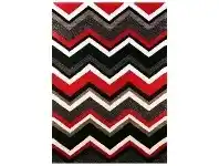 LivingStyles Valens Chevron Modern Rug, 120x170cm, Red / Black offer