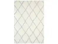 LivingStyles Moroccan Diamond Super Soft Shaggy Rug, 160x230cm, Cream/Silver offer