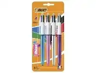 Officeworks BIC 4 Colour Shine Ballpoint Pen 1.0mm Assorted 4 Pack offer