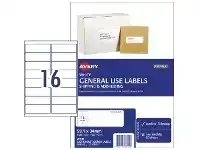 Officeworks Avery 16UP General Use Labels White 100 Sheet offer