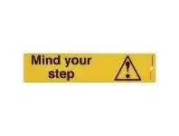 Officeworks Sandleford Mind Your Step Self Adhesive Sign 245 x 58mm offer