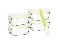 Glasslock 5 Piece Rectangular Baby Food Container Set with Silicone Spoon