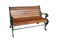 LivingStyles Morris Park Cast Iron Timber Slat 2 Seater Garden Bench offer