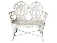 LivingStyles Kimberley Cast Iron 2 Seater Garden Bench - Antique White offer