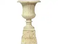 LivingStyles Barrowton Extra Large Cast Iron Garden Urn - Antique White offer