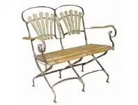 LivingStyles Compton 2 Seater Timber Slatted Metal Garden Folding Bench offer