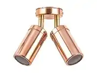LivingStyles Roslin Economy IP54 Exterior Double Adjustable Wall Light, GU10, Copper with Brass Knuckle offer