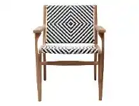 LivingStyles Martock Poly Rattan and Teak Timber Outdoor Dining Armchair offer