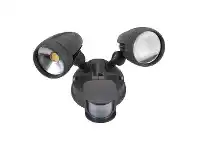 LivingStyles Muro Pro IP54 Tricolour Switchable LED Exterior Spotlight with Sensor, 2 Head, Dark Grey offer