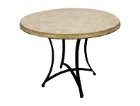 Atlantis Travertine Stone Round Outdoor Dining Table, Minerva Base, 100cm