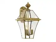 LivingStyles Rye IP44 Exterior Solid Brass Wall Lantern, Large, Antique Brass offer
