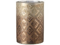 LivingStyles Siesia Handmade Metallic Glass Hurricane, Tall, Large offer