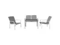 LivingStyles Ruby 4 Piece Aluminium Outdoor Lounge Setting, White offer