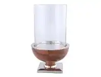 LivingStyles Khushi Mango Wood & Glass Hurricane, Nickel offer