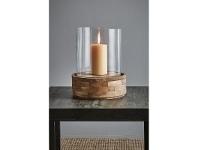 LivingStyles Amalfi Glass & Wood Hurricane Lamp, Large offer
