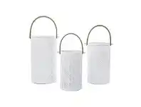LivingStyles Vega 3 Piece Metal Hurricane Set, Chevron Cut Out offer