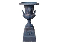 LivingStyles Milano Cast Iron Garden Urn & Pedestal Set, Blue / Bronze offer