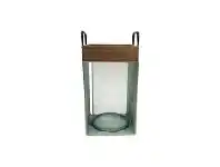 LivingStyles Sabah Iron & Wood Lantern, Turquoise offer