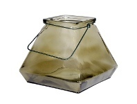 LivingStyles Cordelia Glass Pyramid Lantern, Smoke offer