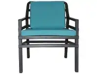 LivingStyles Aria Italian Made Commercial Grade Outdoor Armchair, Anthracite / Teal offer