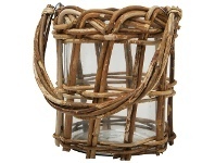 LivingStyles Basilio Glass & Rattan Lantern, Medium offer
