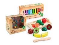 BIG W Woodlets Slicing Food Playset, Bead Maze or Musical Xylophone offer