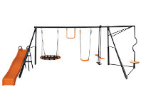 Mr Toys 6 Function Playworld Spin N Slide Swing Set with Slide and Web Swing offer